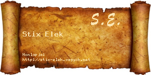 Stix Elek névjegykártya